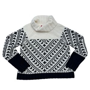 Narcisco Rodriguez black and white pattern turtleneck acrylic sweater medium